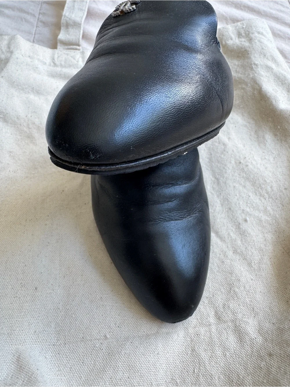 CHANEL leather mules